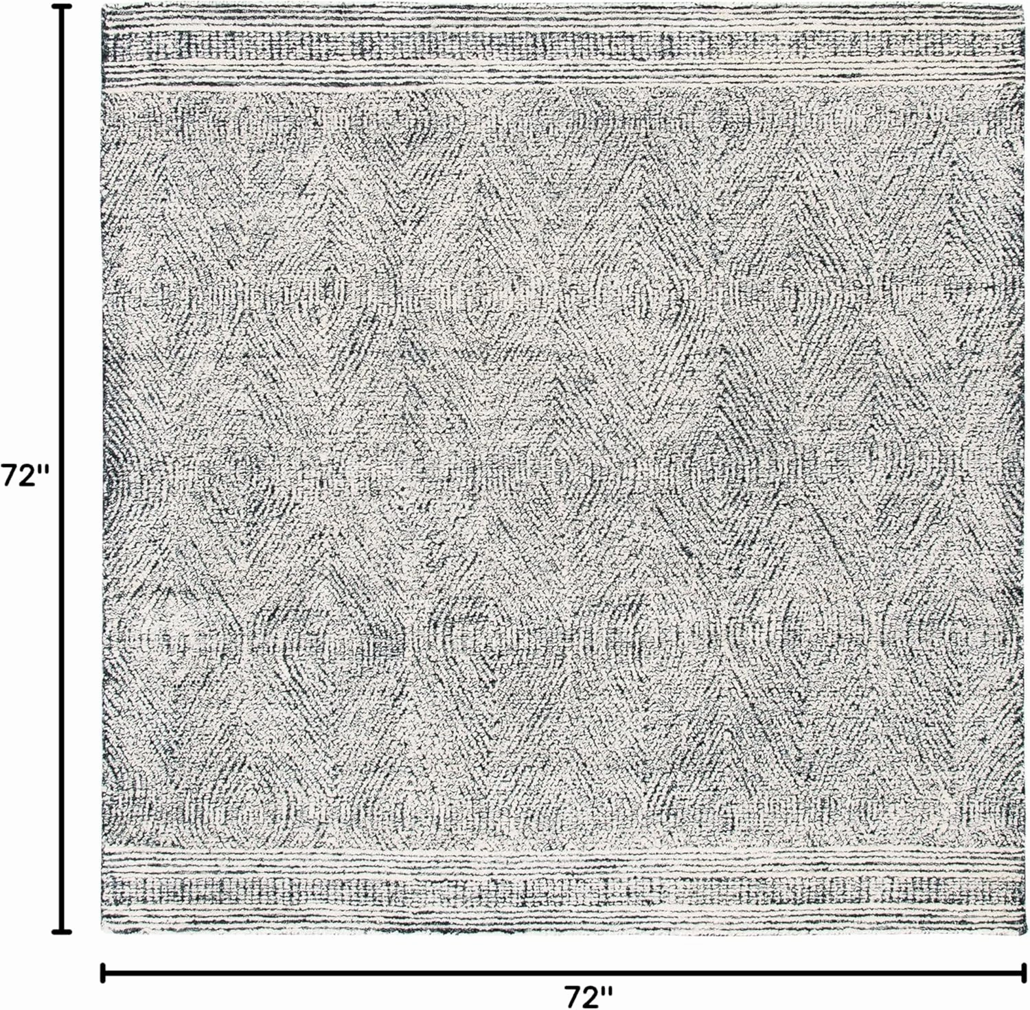 SAFAVIEH Abstract Collection 6' Square Ivory / Chocolate ABT340H Handmade Premium Wool Area Rug