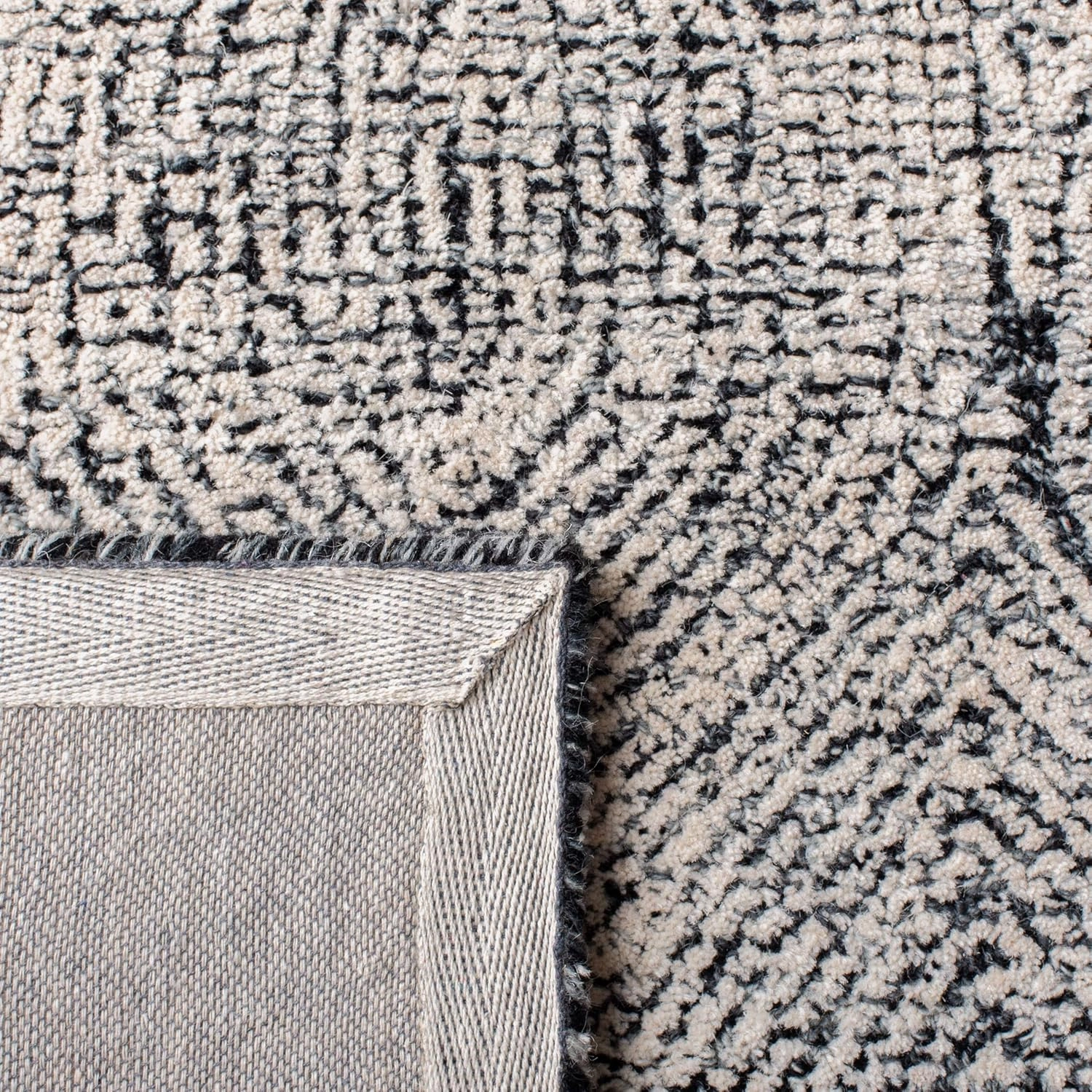 SAFAVIEH Abstract Collection 6' Square Ivory / Chocolate ABT340H Handmade Premium Wool Area Rug