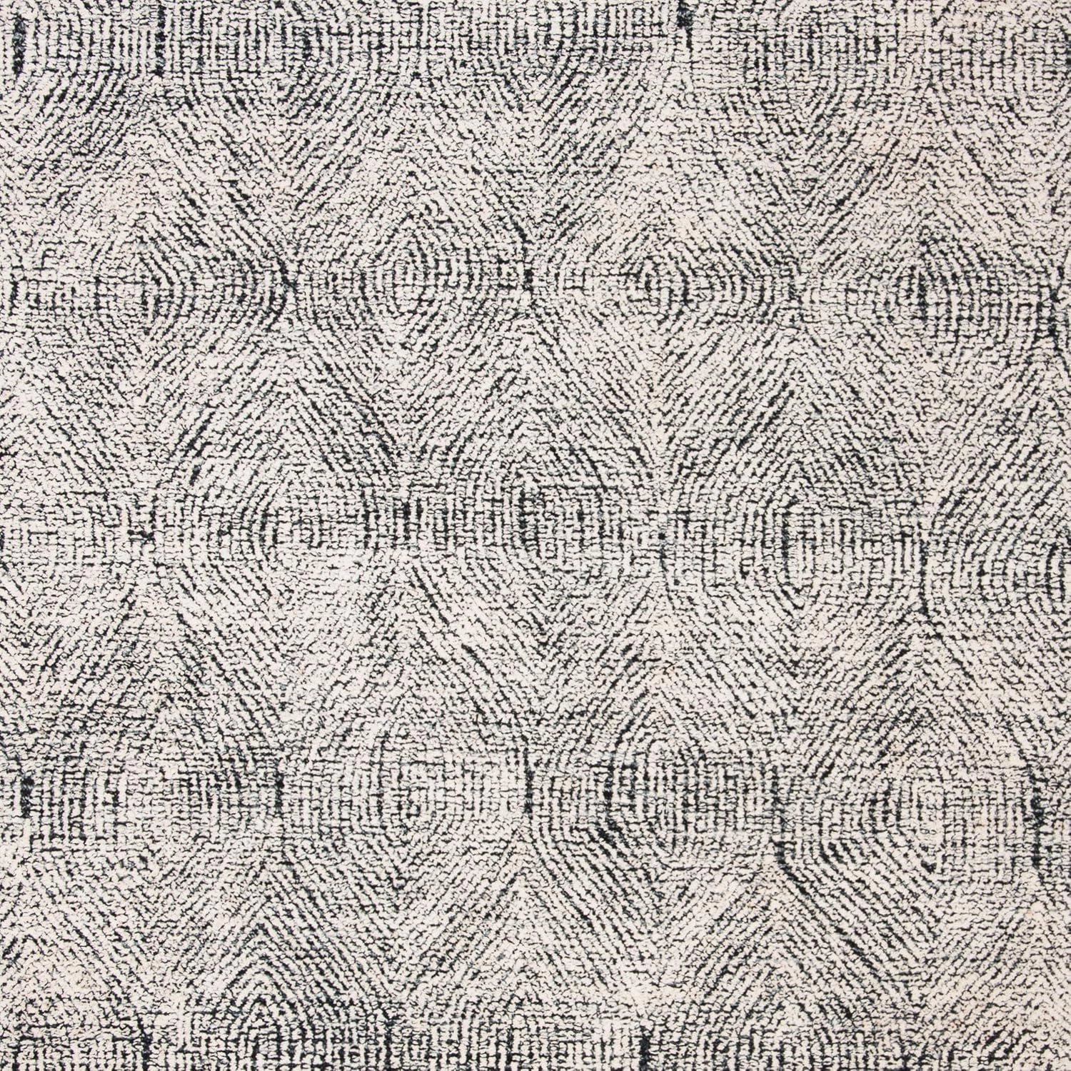SAFAVIEH Abstract Collection 6' Square Ivory / Chocolate ABT340H Handmade Premium Wool Area Rug