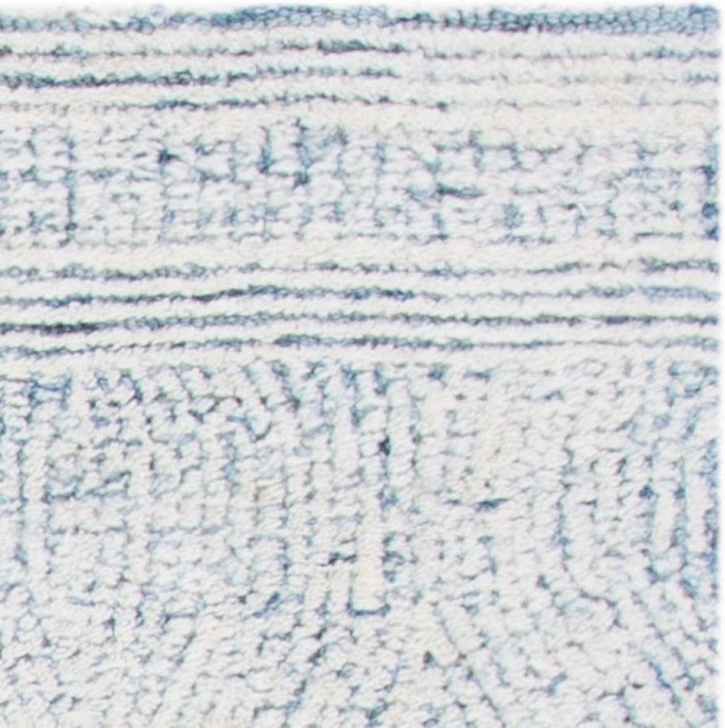 SAFAVIEH Abstract Collection 6' Square Ivory/Blue ABT340M Handmade Premium Wool Area Rug