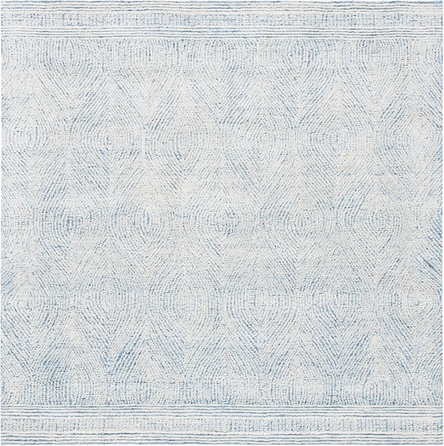 SAFAVIEH Abstract Collection 6' Square Ivory/Blue ABT340M Handmade Premium Wool Area Rug