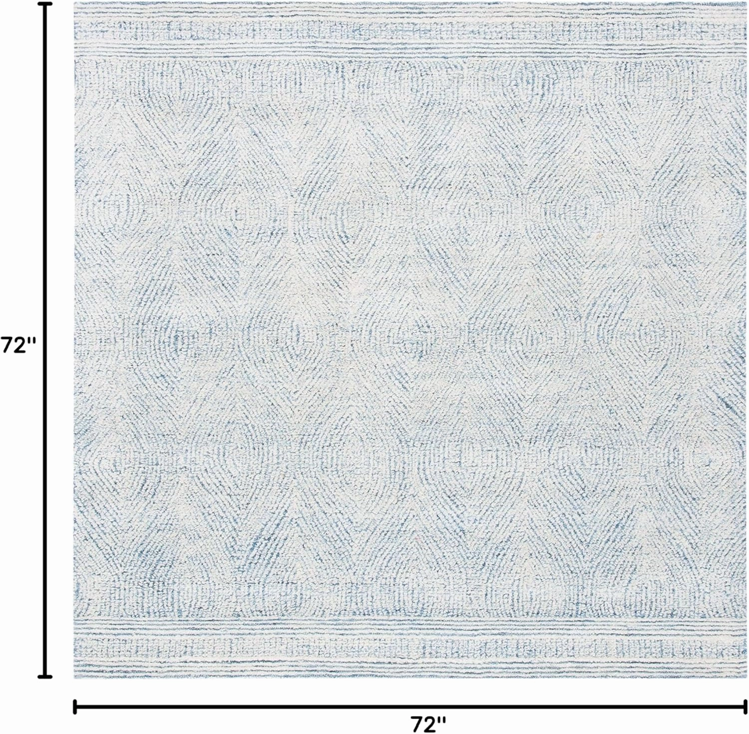 SAFAVIEH Abstract Collection 6' Square Ivory/Blue ABT340M Handmade Premium Wool Area Rug