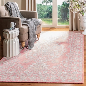 SAFAVIEH Micro-Loop Collection Accent Rug - 4' x 6', Pink & Ivory, Handmade Shabby Chic Wool, Ideal for High Traffic Areas in Entryway, Living Room, Bedroom (MLP504U)