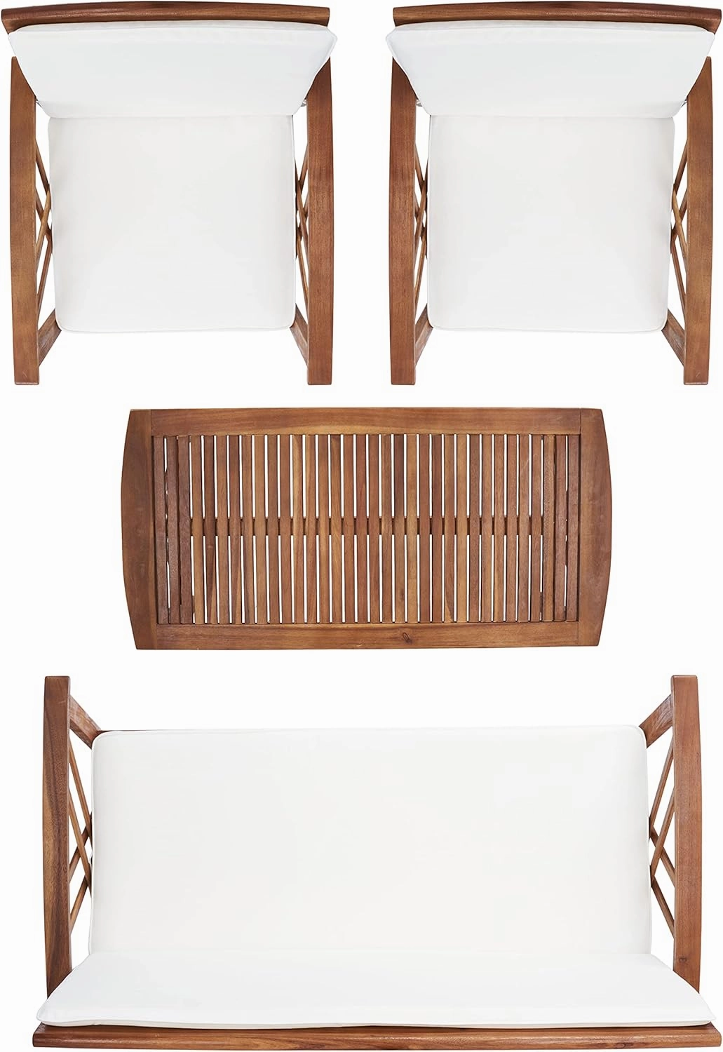 SAFAVIEH Outdoor Collection Fontana Natural/ Beige 4-Piece Conversation Patio Set with Cushions