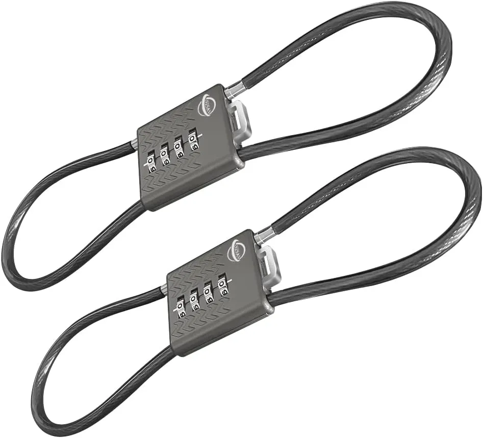 Safety Lock 4 Digit Cable Combination Locks 15.7 inches for School Gym Locker,Helmet,Filing Cabinets,Toolbox,Luggage Suitcase,Knapsack,Gun Black 2Pack