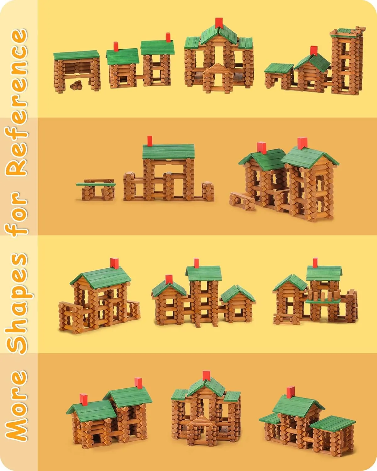 SainSmart Jr. 665 PCS Wooden Log Cabin Set Building House Toy for Toddlers, Classical STEM Construction Kit Compatible with Lincoln Logs for 3  Kids