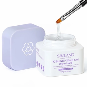 SAVILAND SSProX Ultra Hard Builder Nail Gel: 120 g Clear Plant-Based Hard Gel for Nails Mica Vitamin E Castor Oil U V 3D Nail Extension Gel Strengthening & Thickening DIY Home Use