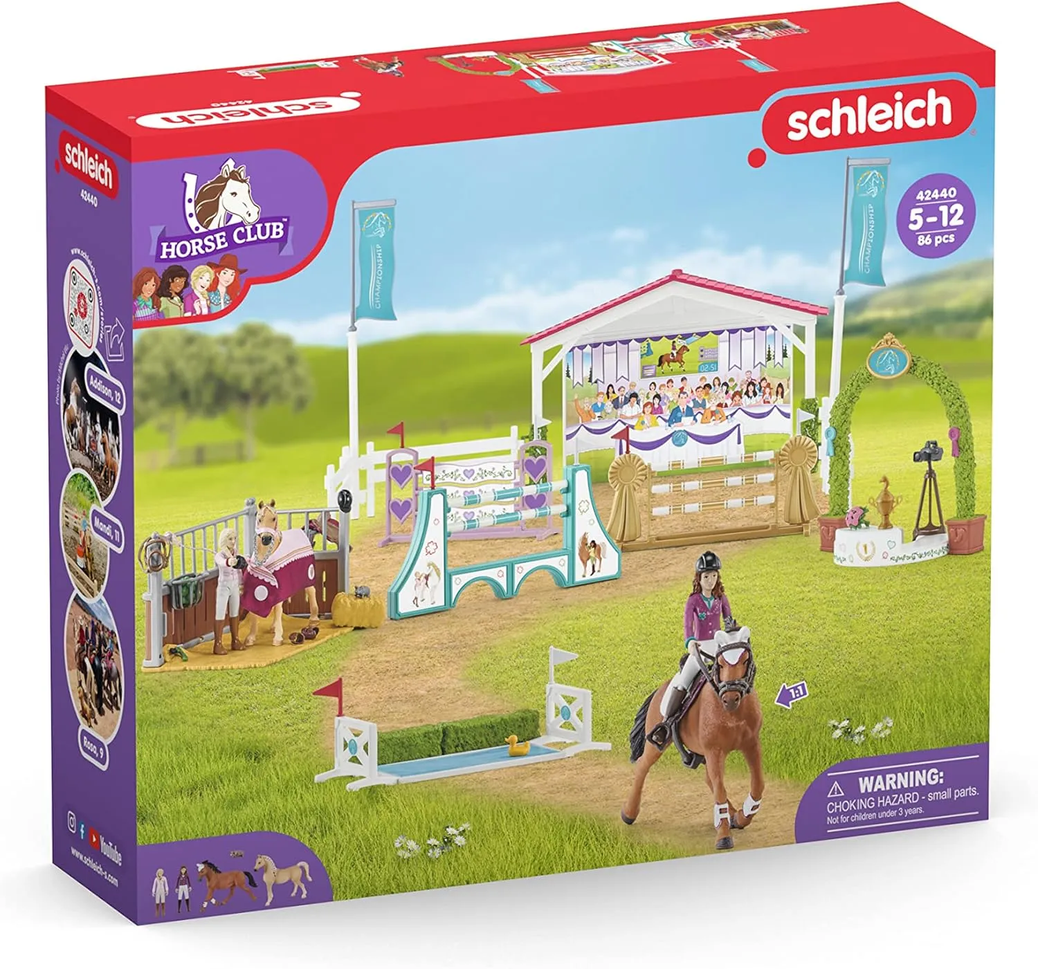 Schleich Horse Club, 36-Piece Playset, Horse Toys for Girls and Boys Ages 5-12, Friendship Horse Tournament