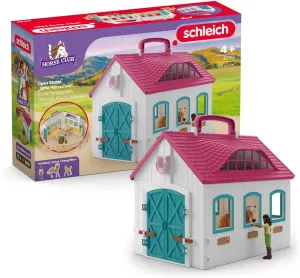 Schleich Horse Club - 60PC Little Horseshoe Open Stable Playset - with 2 Horse Figurines, Action Figure, Stable and Accessories - Toy Horses for Girls and Boys - Kids Ages 5  | 42703