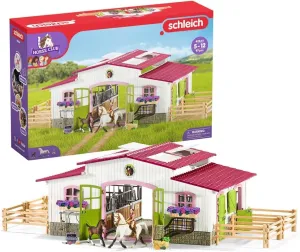 Schleich Horse Club - 97PC Riding Center Horse Toy Playset with Rider, 2 Horses, Barn and Farm Figurine Accessories for Girls and Boys - Interactive Play Figures - Realistic Kids Toys Ages 5  - 42344