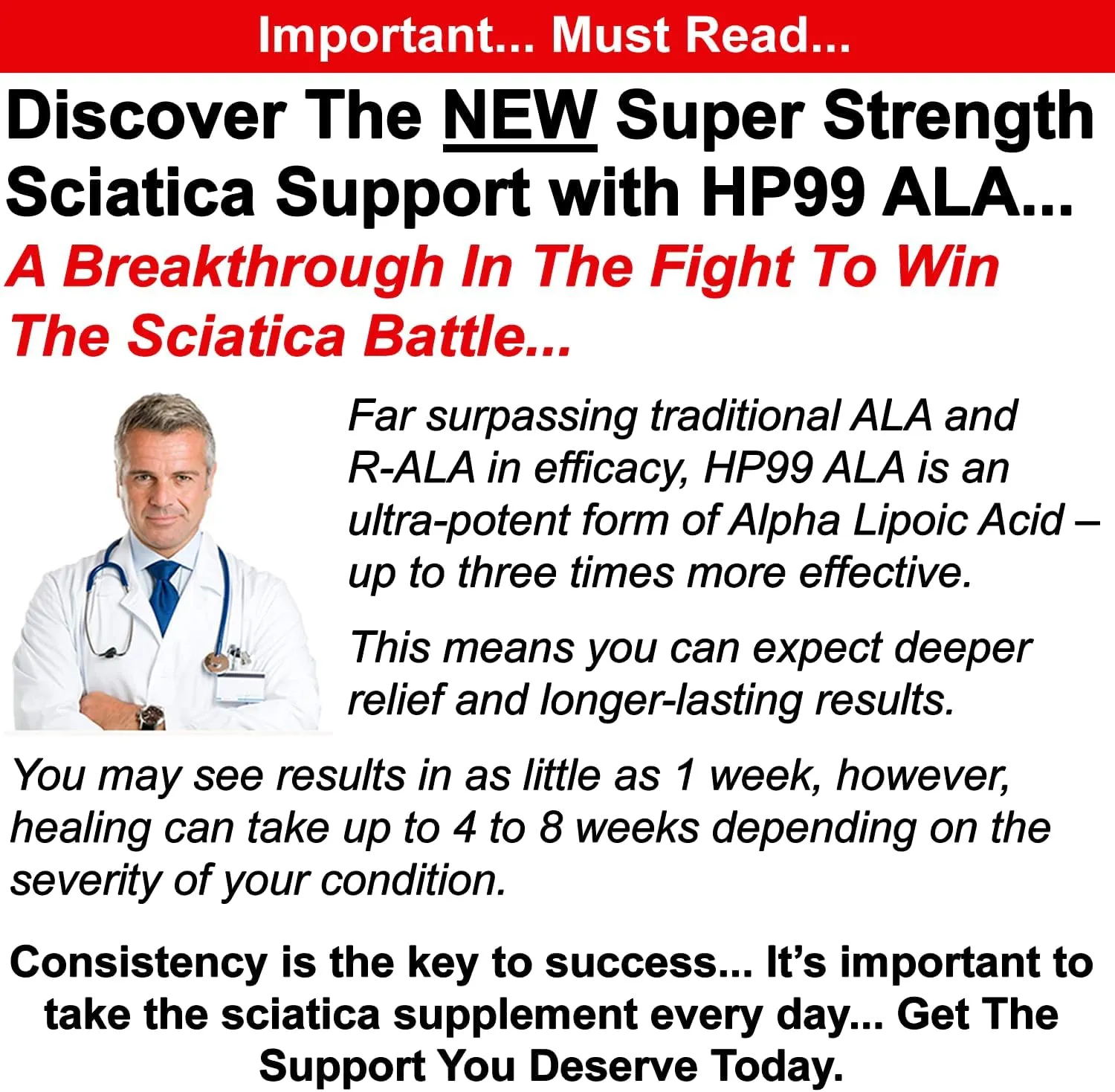 Sciatica Supplement Nerve Relief with 600 mg Alpha Lipoic Acid - Maximum Strength ALA Sciatic Support for Feet, Hands, Fingers, and Legs - Ultra Potent 18-in-1 Natural Nerve Vitamins - 120 Capsules