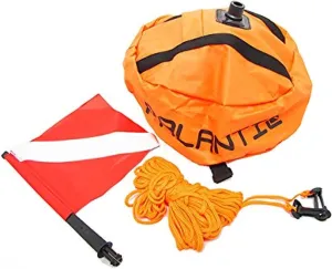 Scuba Choice Torpedo Buoy Spearfishing Float with Dive Flag – 31" x 8" High-Visibility, Durable 420D Nylon Cover, PVC Bladder for Scuba Diving & Freediving Safety