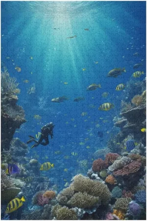 Sea Fish Diving Fantasy Jigsaw Puzzles for Adults Jigsaw Puzzles and Up Puzzle Game for Family Parent-Child Holiday Puzzles for Educational Gift for Women Men 1000 Pieces