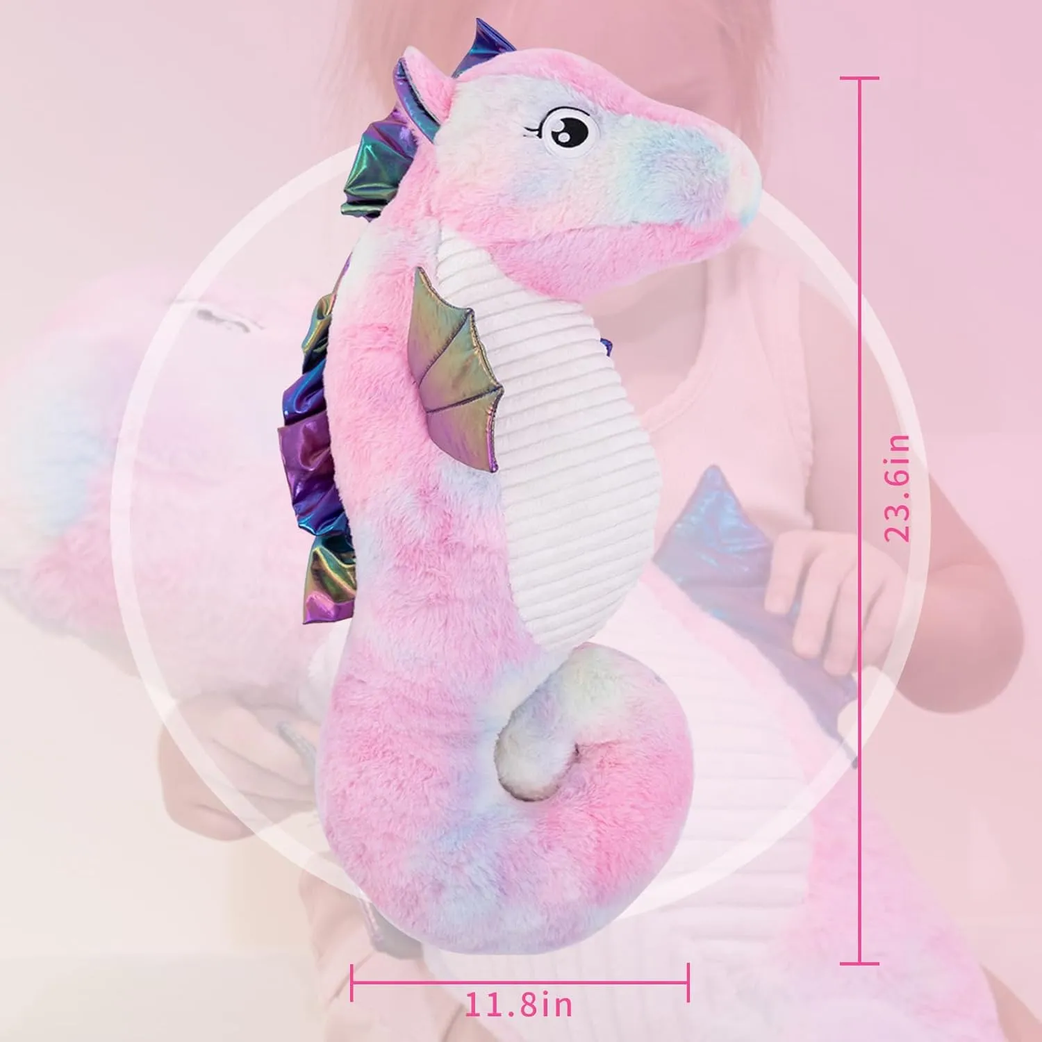 Seahorse Stuffed Animal, 24 Inch Soft Plushie for Room Decor, Kids Birthday &