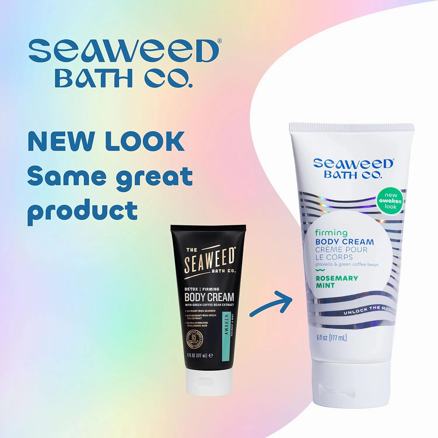 Seaweed Bath Co. Firming Body Cream, Rosemary Mint Scent, 6 Ounce (Pack of 2), Skin Toning Hand & Body Lotion Moisturizer for Dry Skin, with Sustainably Harvested Seaweed, Chlorella, Green Coffee Bean
