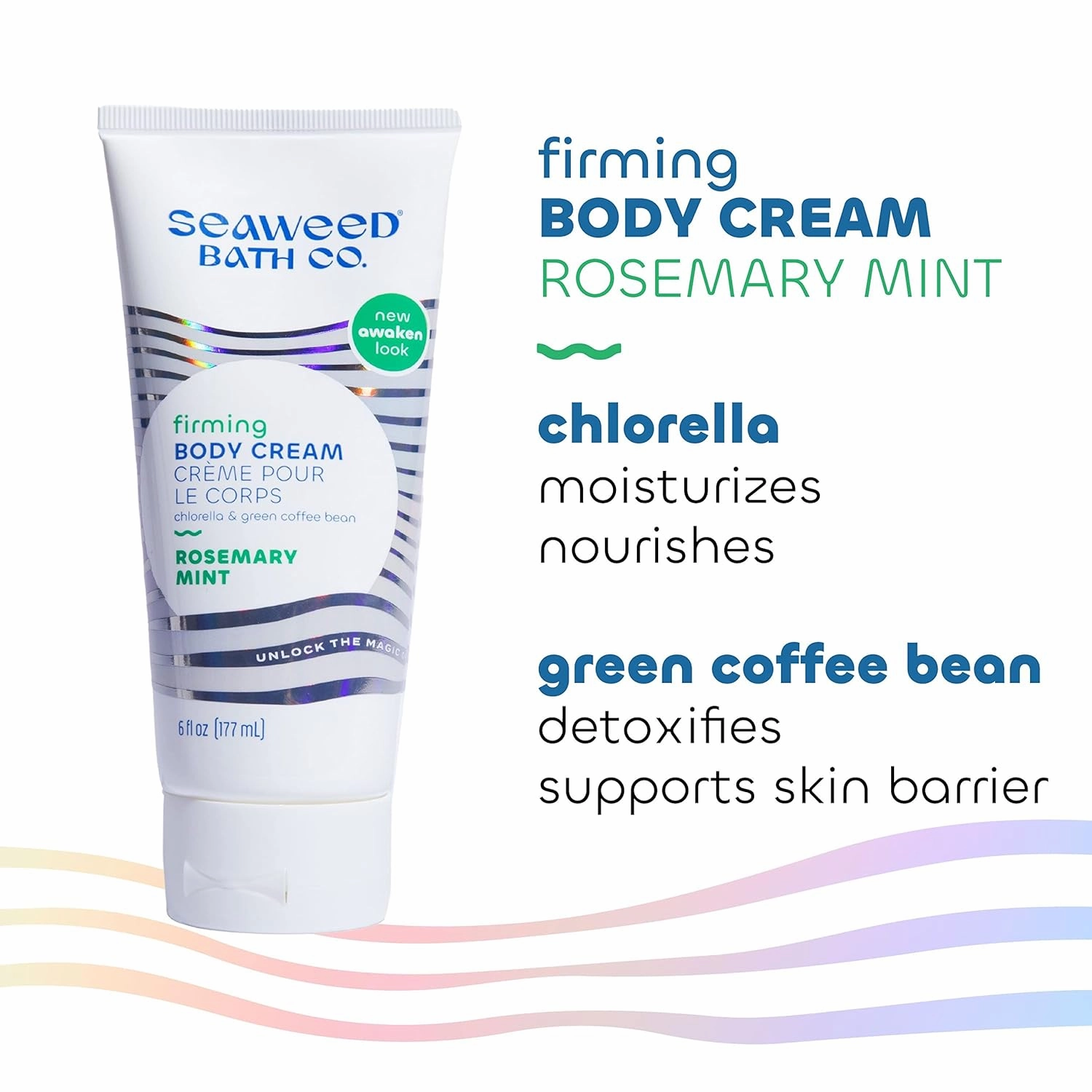 Seaweed Bath Co. Firming Body Cream, Rosemary Mint Scent, 6 Ounce (Pack of 2), Skin Toning Hand & Body Lotion Moisturizer for Dry Skin, with Sustainably Harvested Seaweed, Chlorella, Green Coffee Bean