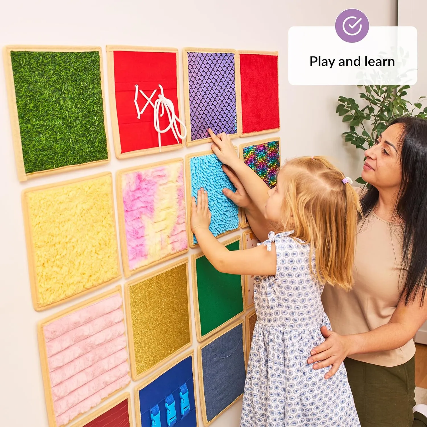 Sensory Wall Panel for Kids | Textured Tiles Sensory | Sensory Wall for Play & Learning | Sensory Mats for Toddlers & Classrooms | Interactive Texture Panels | Sensory Wall 16 Pack