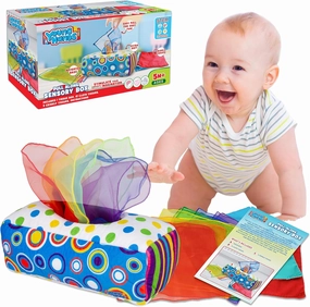 Sensory Pull Along Baby Tissue Box - Montessori Toy for Babies and Toddlers Tissue Box Learning Toys for 5 Months   STEM Educational Toys for Toddler Infant Babies (Large)