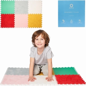 Sensory Tiles for Kids | Orthopedic Sensory Play Mats | Multi-Sensory Exploration | Textured Floor Mats | Sensory Toys for Tactile Play | Orthopedic Mat | Sensory Floor Tiles Fabric (Set 2, 6-Pack)