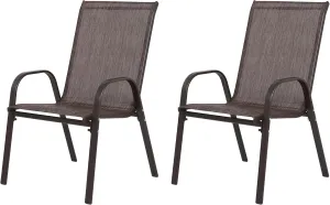 Sets of 2 Patio Chair,Outdoor Camping Chair with Breathable Textilene Fabric,High Back Lawn Chair with Armrest for Patio, Garden, Poolside (Brown)
