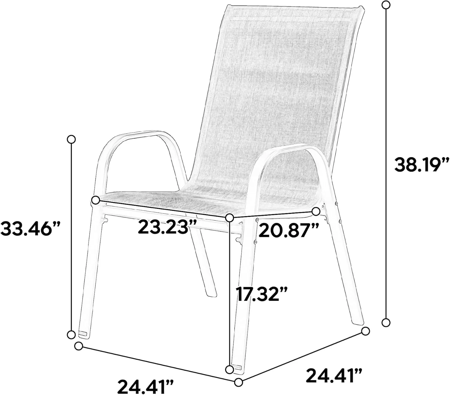 Sets of 2 Patio Chair,Outdoor Camping Chair with Breathable Textilene Fabric,High Back Lawn Chair with Armrest for Patio, Garden, Poolside (Brown)