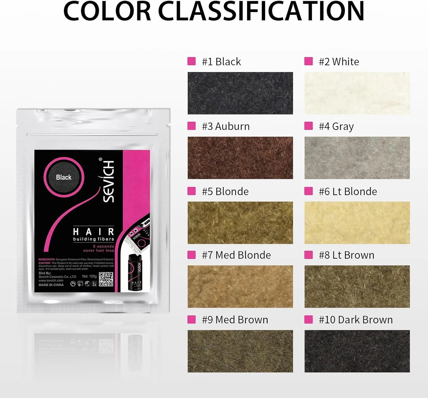 SEVICH Hair Fibers Refill 100g - Compatible with Most Brand Bottles | Hair Building Fibers for Thinning Hair | Instant Thickening Powder for Men & Women | 5-Second Natural Coverage,Black