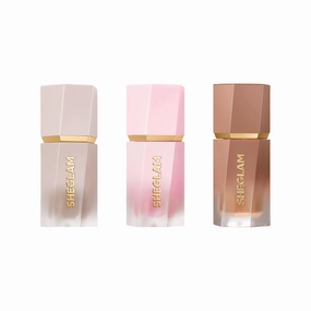 SHEGLAM Liquid Family Liquid Blush-Love Cake Liquid Contour-Soft Tan Liquid Bronzer-Toffee