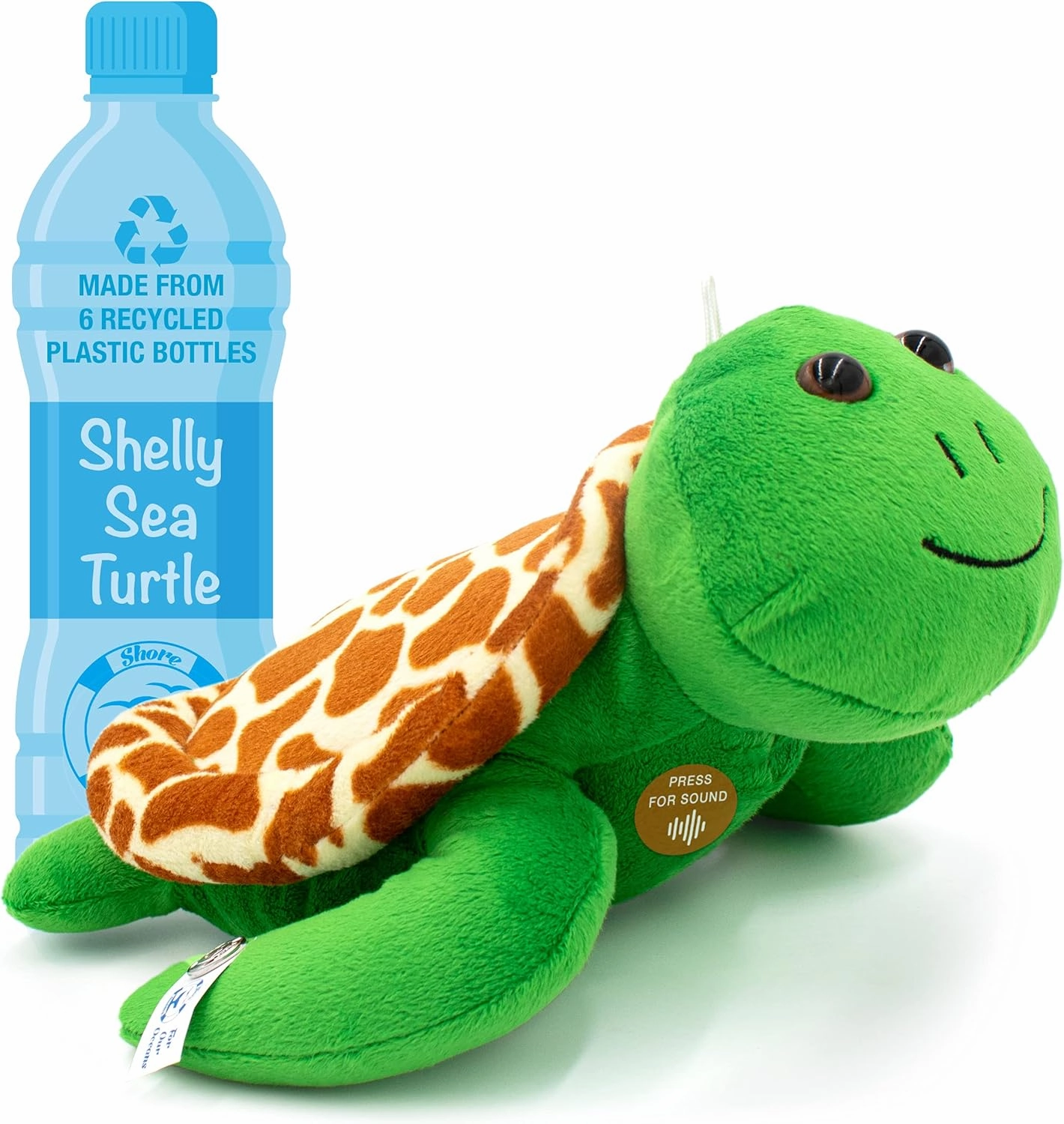 Shelly The Sea Turtle - 12" Plush Toy w/Authentic Animal Sounds, Donation Made w/Purchase, Stuffed Animal for Kids Babies & Toddlers
