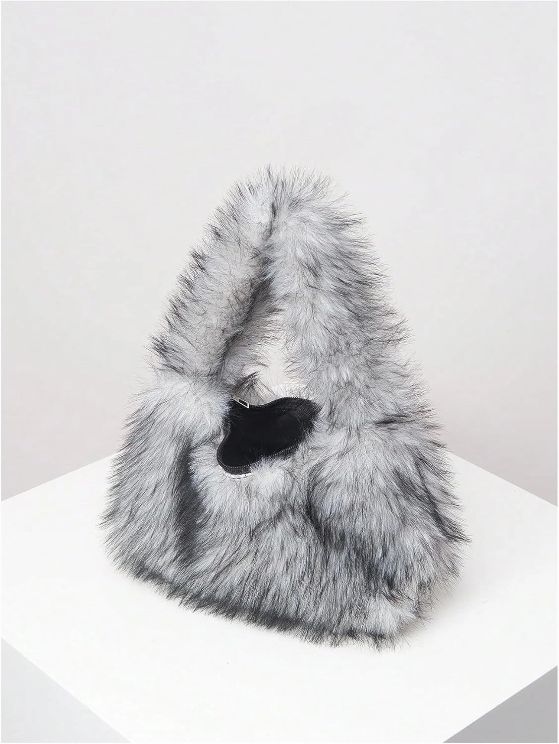 SHENHE Women's Fuzzy Faux Fur Crescent Shoulder Bag Plush Purse Underarm Handbag Hobo Tote