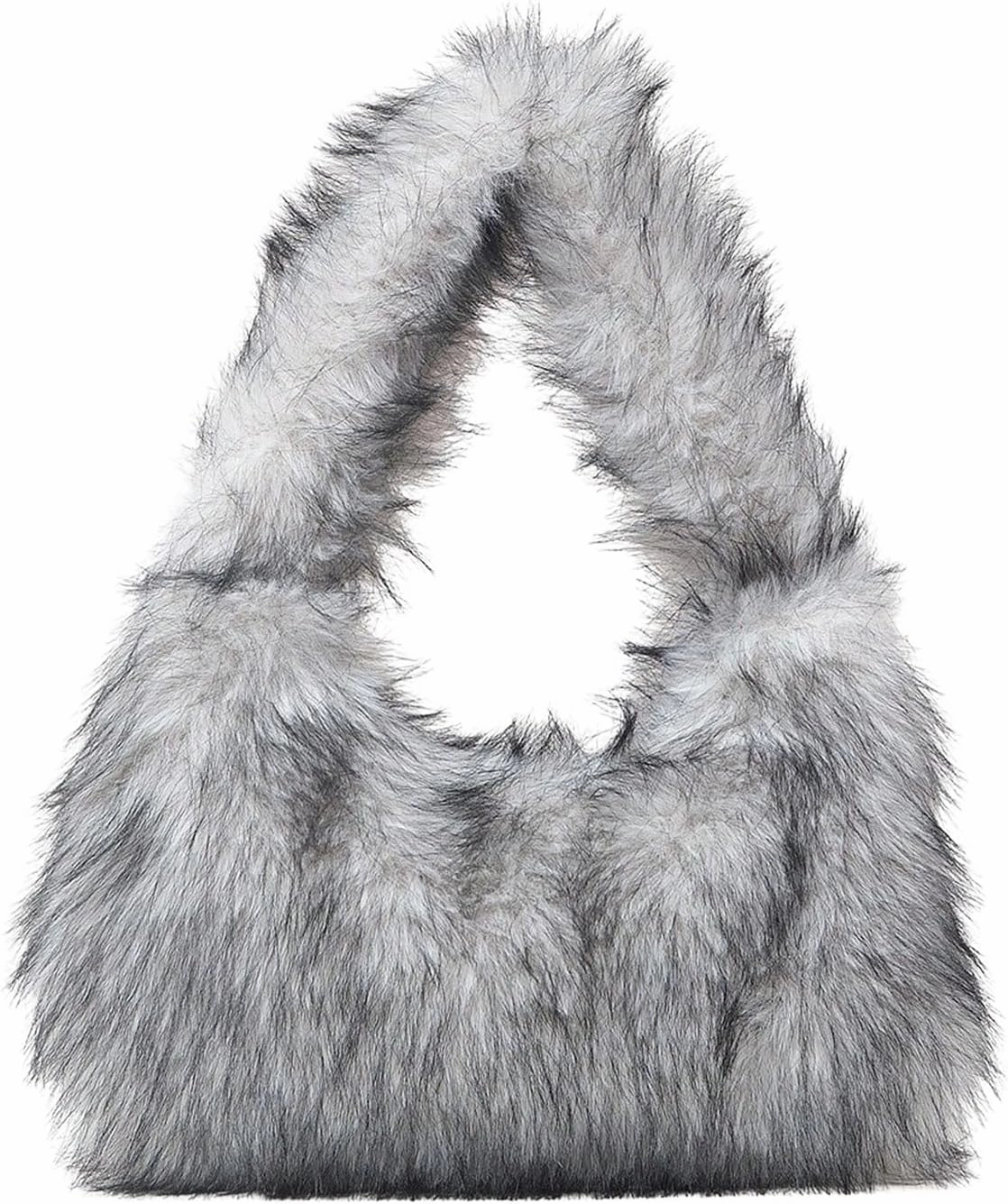 SHENHE Women's Fuzzy Faux Fur Crescent Shoulder Bag Plush Purse Underarm Handbag Hobo Tote