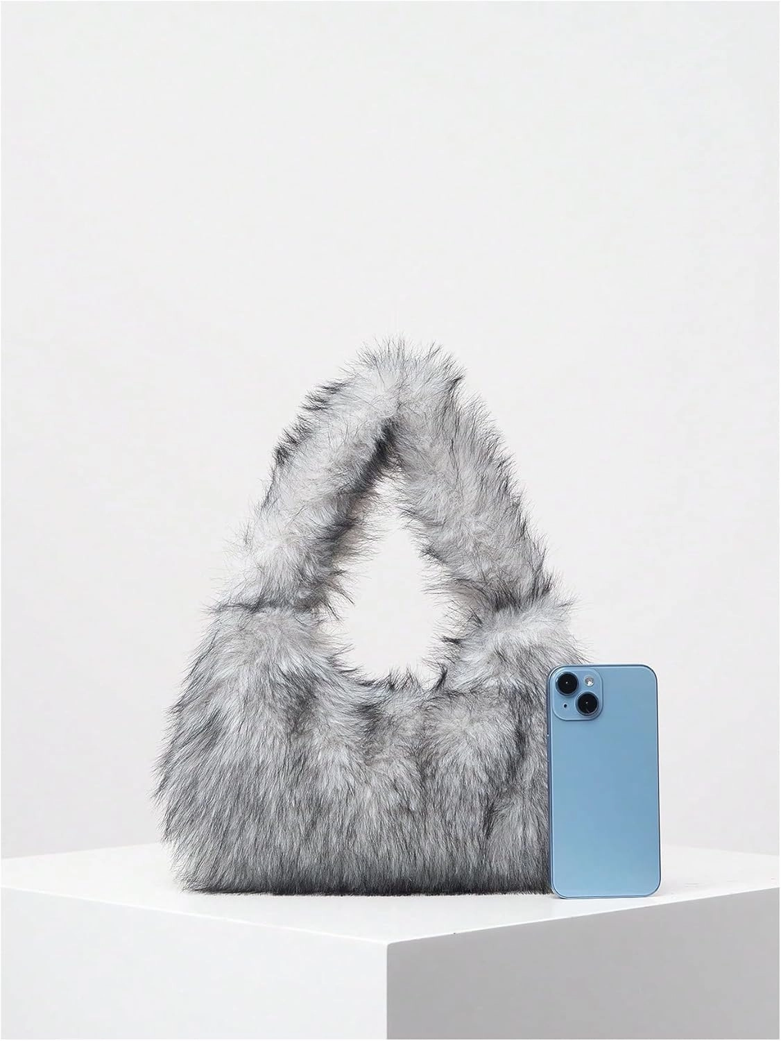SHENHE Women's Fuzzy Faux Fur Crescent Shoulder Bag Plush Purse Underarm Handbag Hobo Tote