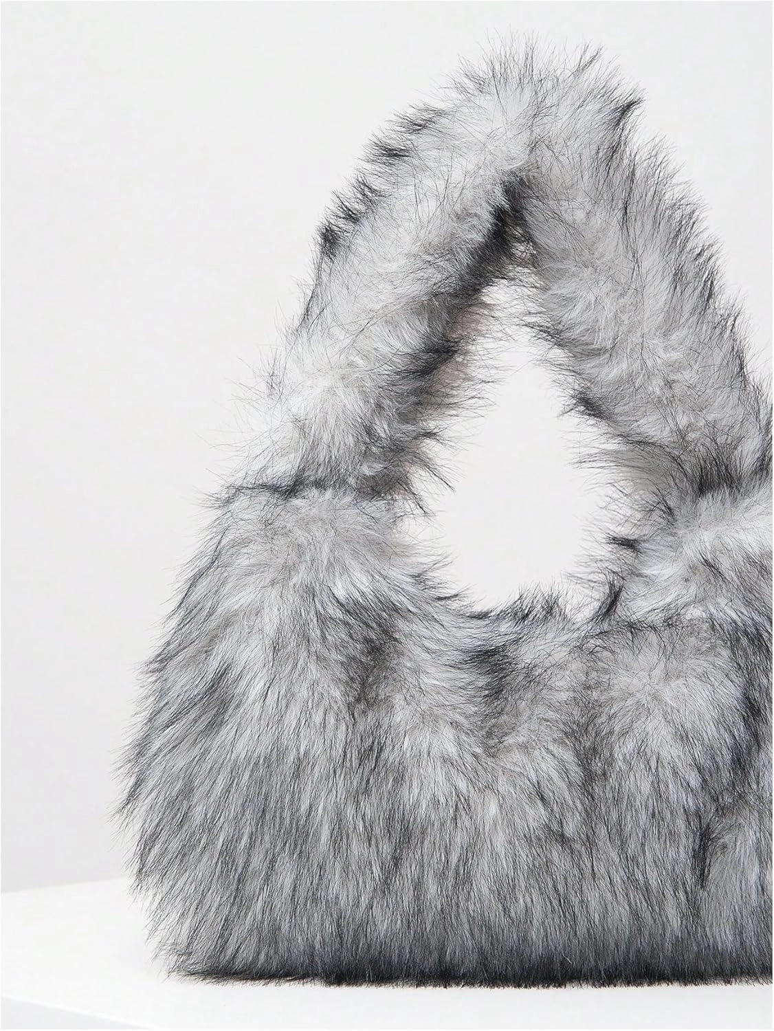 SHENHE Women's Fuzzy Faux Fur Crescent Shoulder Bag Plush Purse Underarm Handbag Hobo Tote