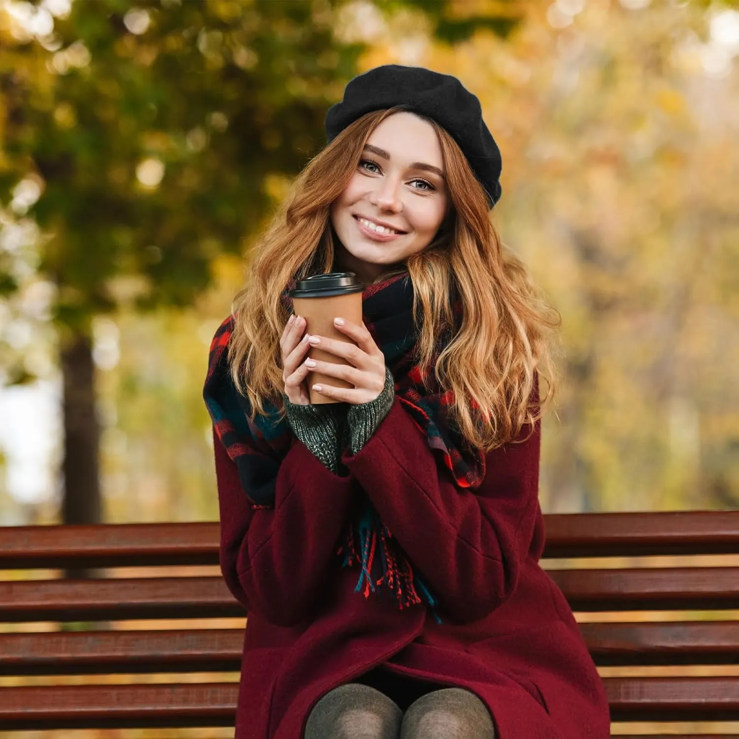 Shinymoon 48 Pcs Women Wool Beret Hat with Silky Scarf French Beret Bulk for Women Girls Winter