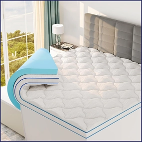 Sleep Lab Dual Layer 4 Inch Memory Foam Mattress Topper - King Size - Cooling for Back Pain - 2 Inch Cooling Gel Memory Foam   2 Inch Cooling Effect Pillow Top