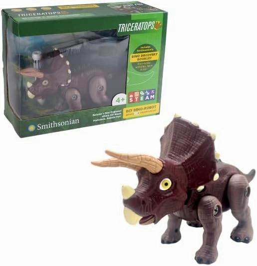 Smithsonian Triceratops DIY Building Kit, Educational Dinosaur Toy with Walking Action, Ages 4 