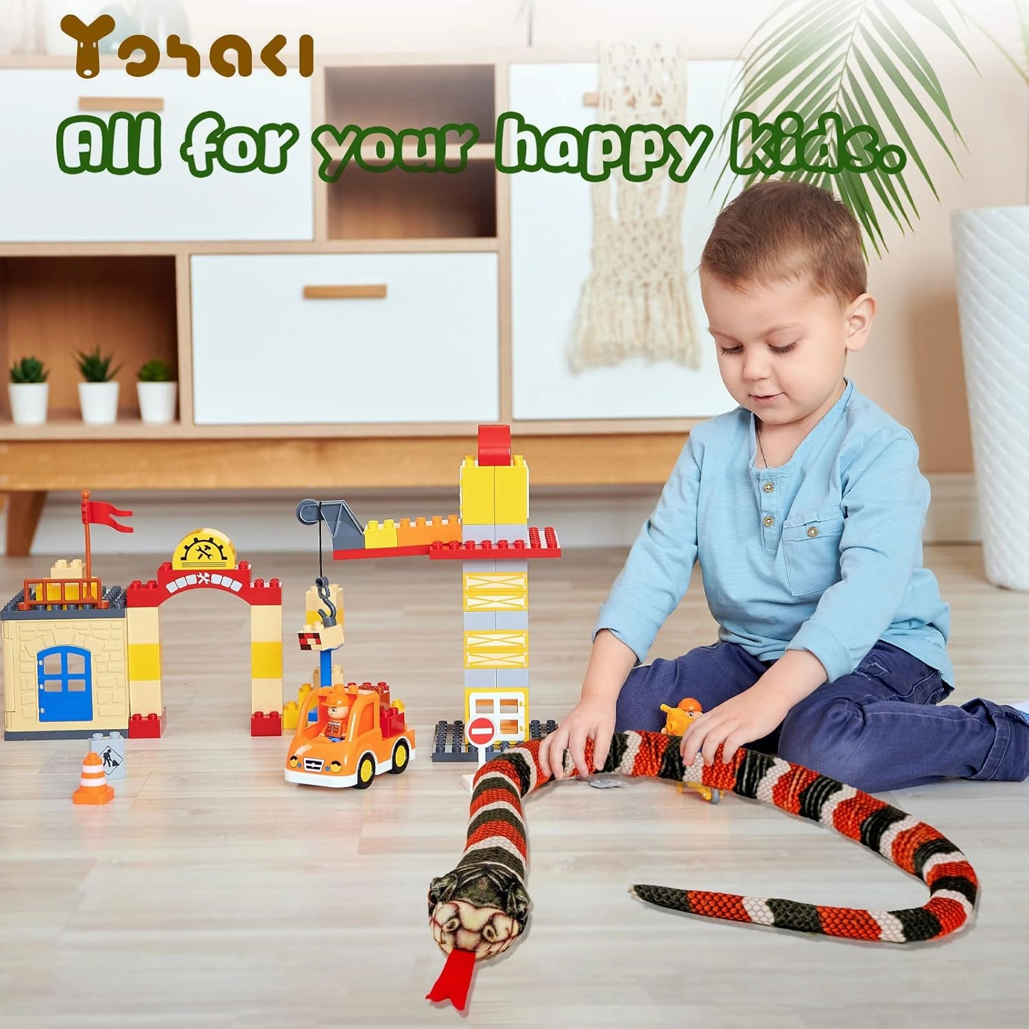 Snake Plush Toy, 59'' Large Washable, Huge Realistic Plush Cuddle Toy, Soft and Cute Kids Gift, Birthday Party Gift Prank Props (Milk Snake)