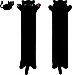 Soft Plush Cat Body Pillow, Long Stuffed Animal Toy Kitten Throw Pillow Gift for Kids, Girlfriend (70CM,Black)