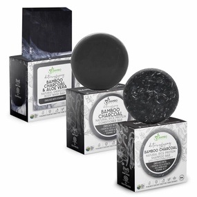 Solid Rice Protein Shampoo, Conditioner and Body Wash Bundle | Shampoo, Conditioner & Wash Bars For Hair and Body w/All Natural Essential Oils & Zero Waste Packaging (Bamboo Charcoal & Aloe)
