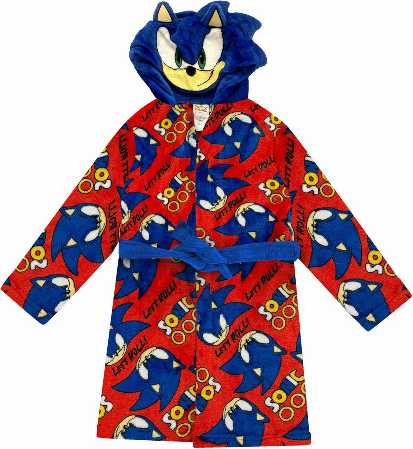 Sonic & Super Mario Fleece Kids Hooded Robe - Super Soft Plush Bathrobe for Boys with Pockets - Official Product