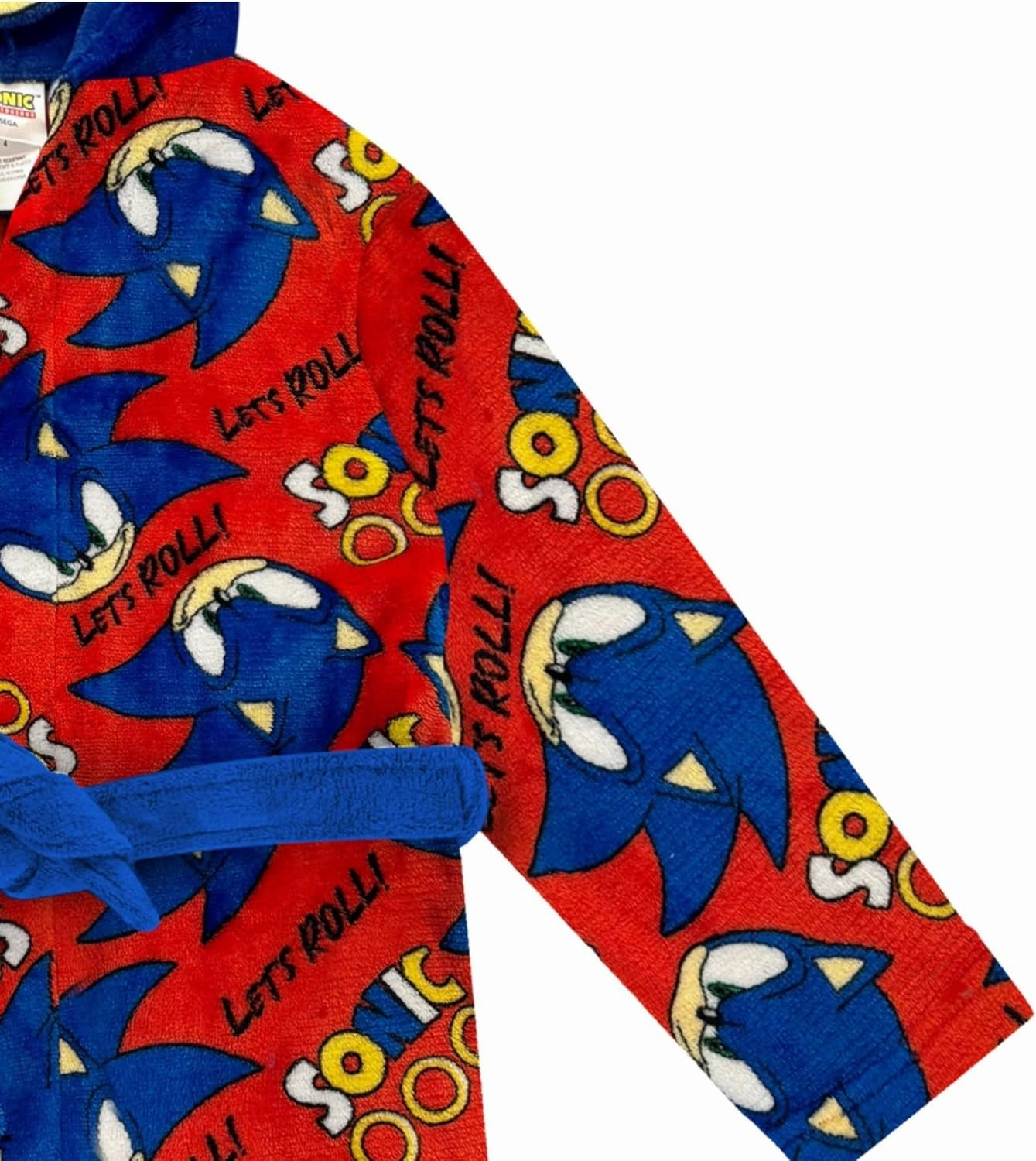 Sonic & Super Mario Fleece Kids Hooded Robe - Super Soft Plush Bathrobe for Boys with Pockets - Official Product