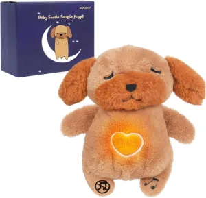 Soothe Snuggle Dog Plush, Soothing Breathing Dog Stuffed Animal for Anxiety Adults and Kids, Sleeping Dog Plushies with Realistic Breathing Motion and Lights Music (Dog)