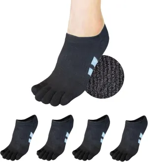 soxsense Cushion No Show Toe Socks For Women Five Finger Socks Low Cut Athletic Running Socks 4 Pairs