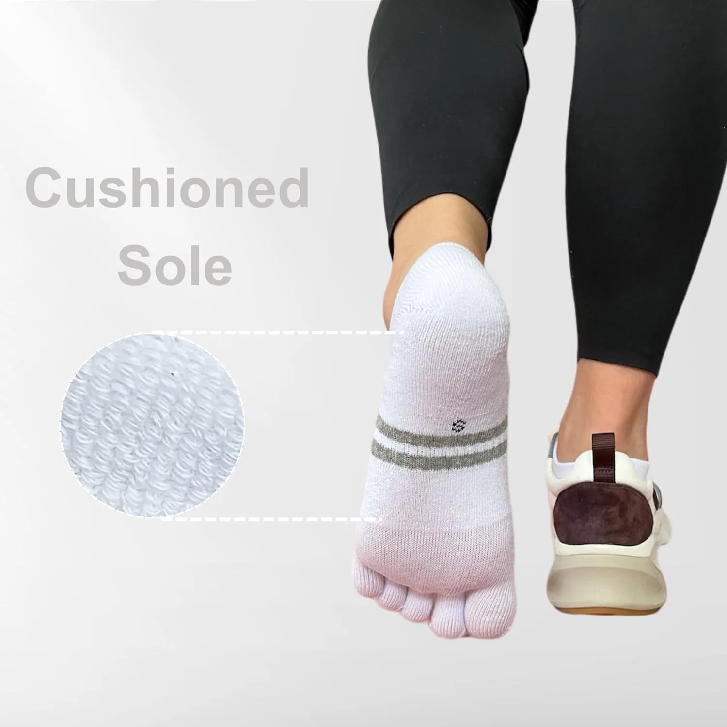 soxsense Cushion No Show Toe Socks For Women Five Finger Socks Low Cut Athletic Running Socks 4 Pairs