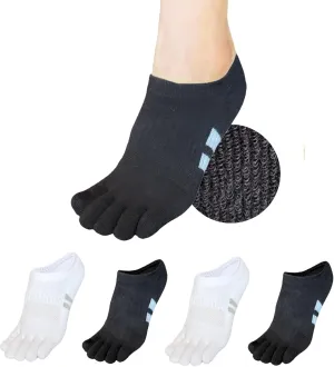 soxsense Cushion No Show Toe Socks For Women Five Finger Socks Low Cut Athletic Running Socks 4 Pairs