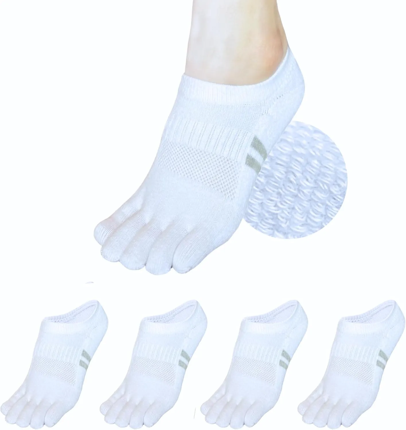 soxsense Cushion No Show Toe Socks For Women Five Finger Socks Low Cut Athletic Running Socks 4 Pairs