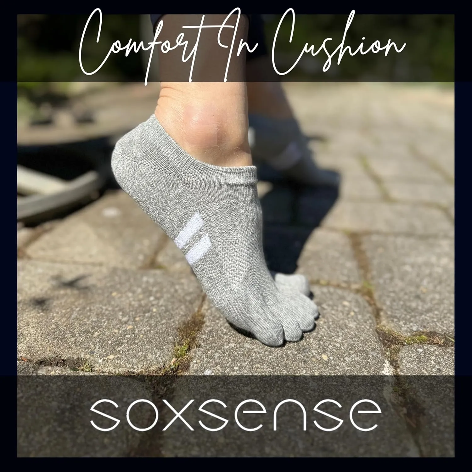 soxsense Cushion No Show Toe Socks For Women Five Finger Socks Low Cut Athletic Running Socks 4 Pairs