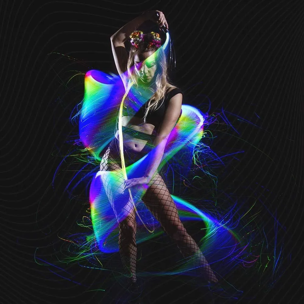 Space Whip Remix | Programmable Led Fiber Optic Whip | 6 Foot 360° Swivel - Super Bright Light Up Rave Toy | EDM Pixel Flow Lace Dance Festival