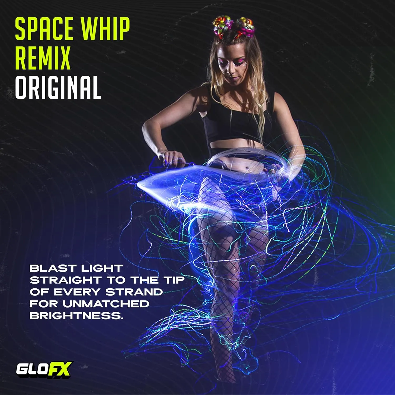 Space Whip Remix | Programmable Led Fiber Optic Whip | 6 Foot 360° Swivel - Super Bright Light Up Rave Toy | EDM Pixel Flow Lace Dance Festival