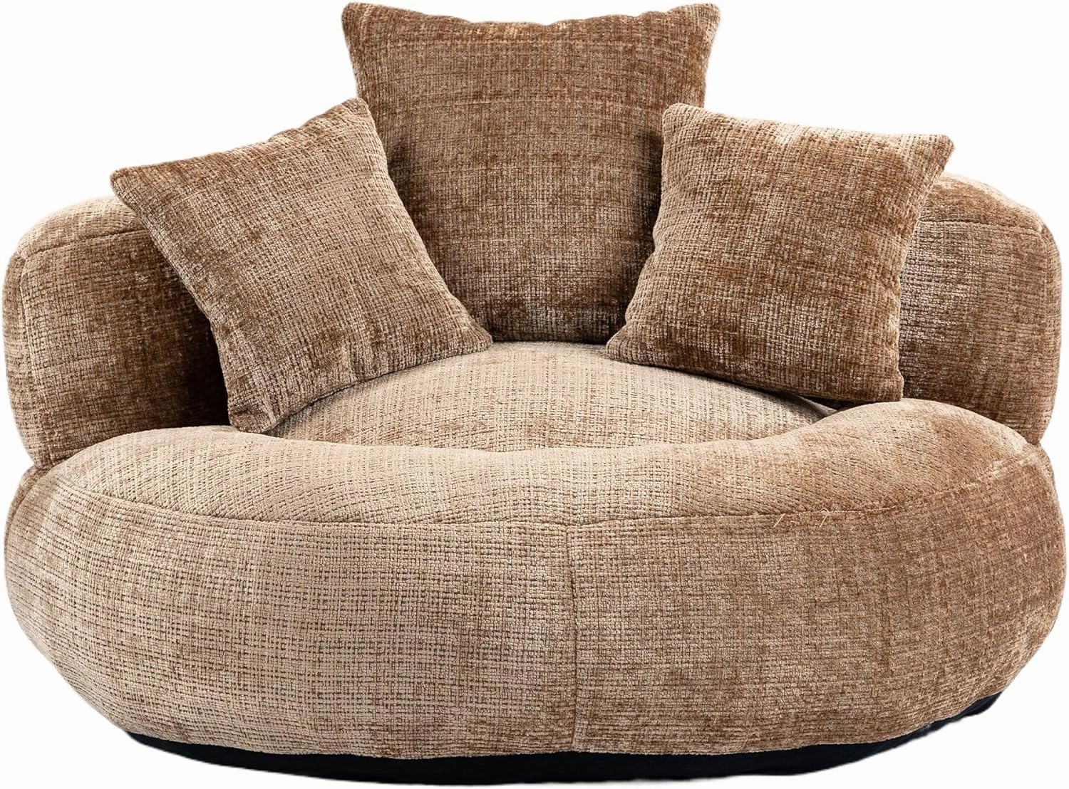 Spacious Bean Bag Lounger Chair with High Backrest and Three Pillows, Indoor & Outdoor Use, Coffee Chenille