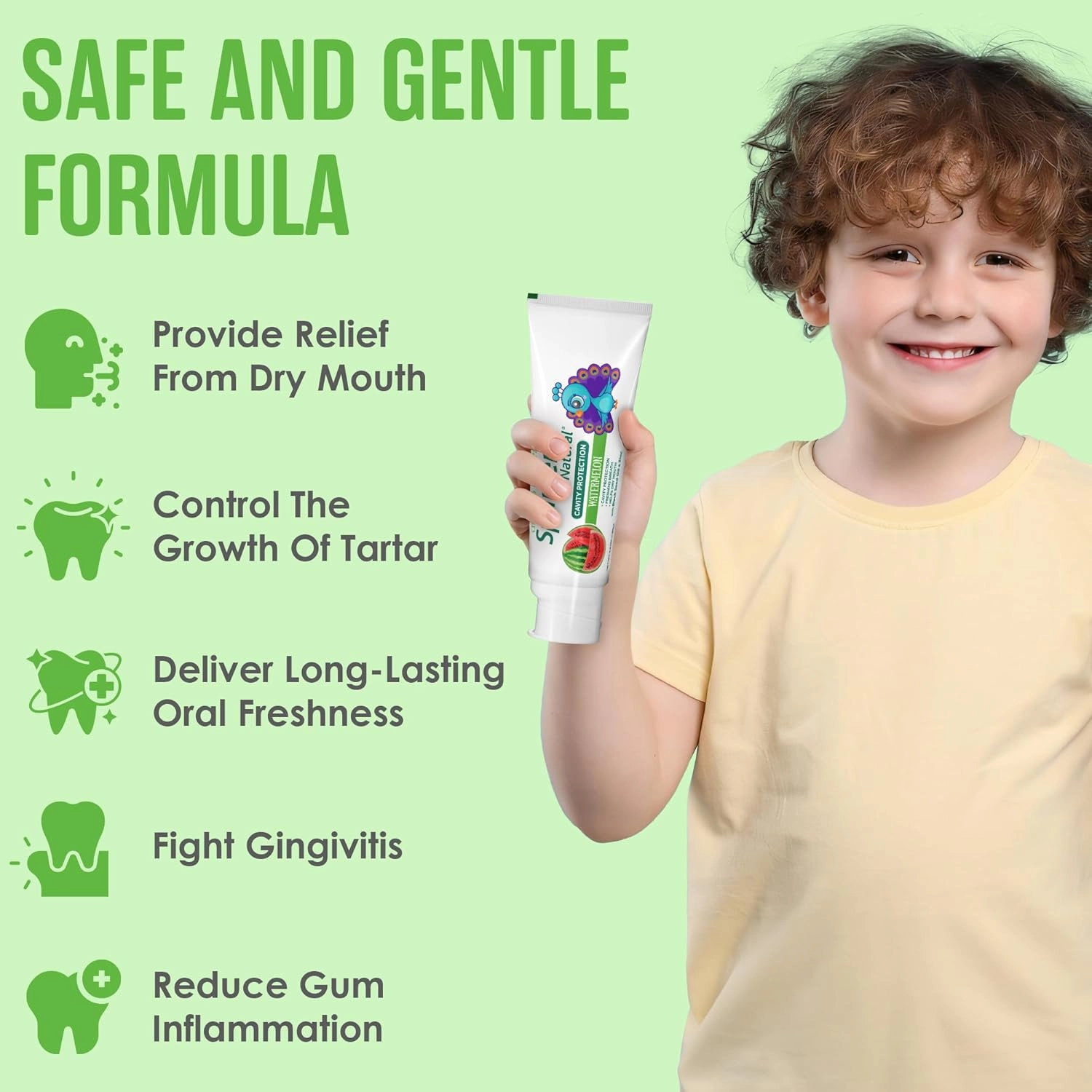 SprinJene Natural Kids Toothpaste, Watermelon | Natural Children’s Toothpaste for Cavity Protection | Fluoride Toothpaste for Toddlers | 4 Pack